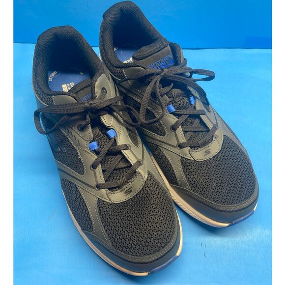 SKECHERS Go Run Air Cooled Goga Mat Men Athletic Shoes Charcoal Blue Size 11.5 - Picture 2 of 10